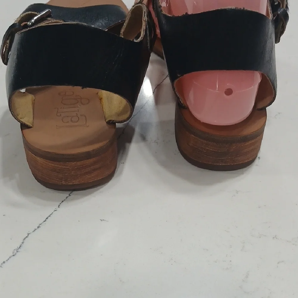 Latigo Black and Brown Sandals with Ankle Strap New Without Tags Or Box Leather